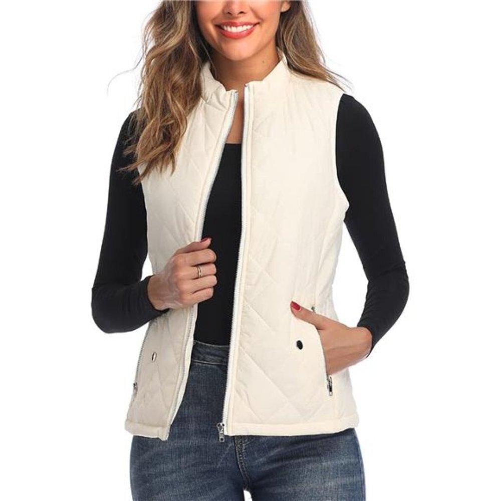 Women's Outwear Vest - Stand Collar Lightweight Zip Quilted Vest for Women - Picture 1 of 6